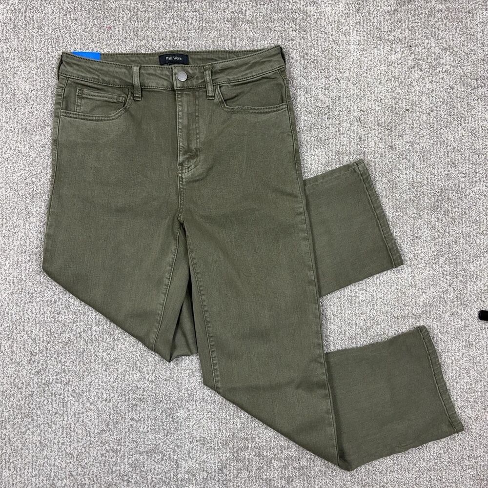 Well Worn Jeans Women 10 Green High Rise Straight Stretch Denim Everyday Capsule